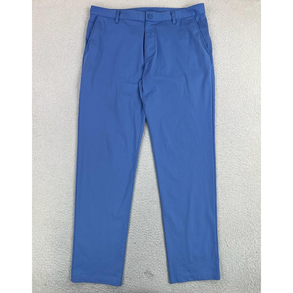 Rhone Pants Mens 36x33 Blue Slim Fit Performance Microfiber Chino Casual Travel